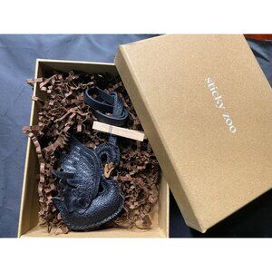 Black Leather Swan- By Sticky Zoo With Gift Box
